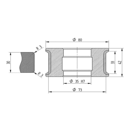 Profile Wheel O80 Mm Profile T33 R3 Diamut