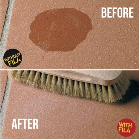 NOSPOT Stain removing spray for terracotta, quarry tiles and natural stone - Fila before and after