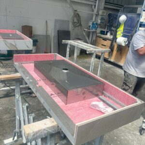 Tileable Stainless Steel Bathroom Basin Tileable Perimeter Walls Sloped Base