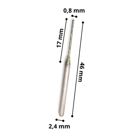 Zx Electroplated Diamond Bit 2.4 Mm Shank Diameter 0.8 Mm Amastone